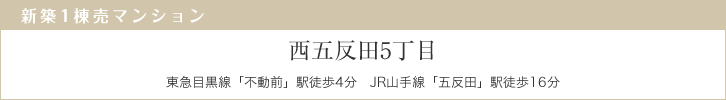 西五反田5丁目　東急目黒線「不動前」駅徒歩4分　JR山手線「五反田」駅徒歩16分